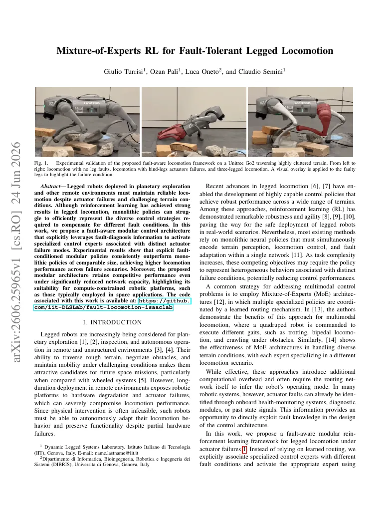Mixture-of-Experts RL for Fault-Tolerant Legged Locomotion visual