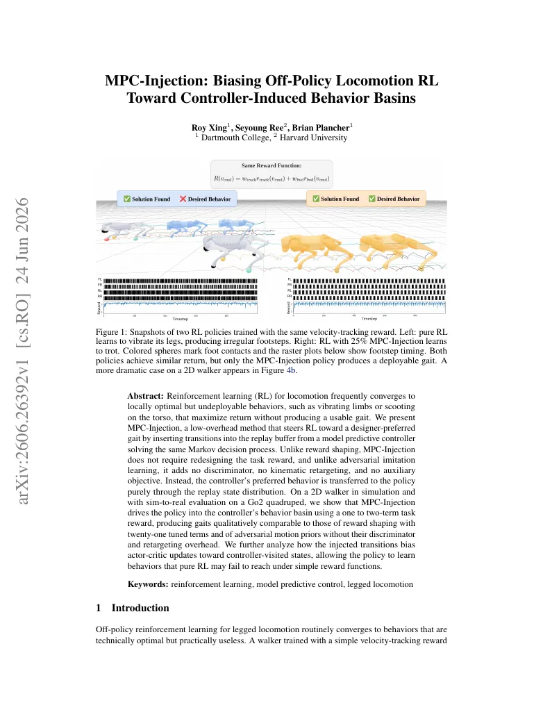 MPC-Injection: Biasing Off-Policy Locomotion RL Toward Controller-Induced Behavior Basins visual