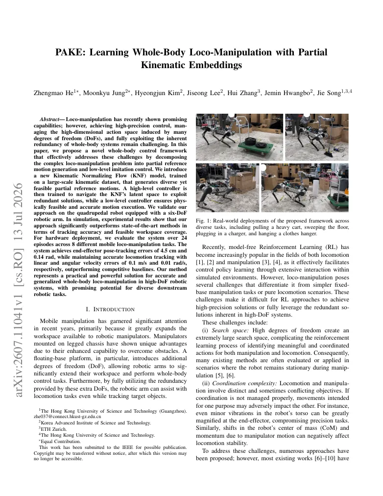 PAKE: Learning Whole-Body Loco-Manipulation with Partial Kinematic Embeddings visual