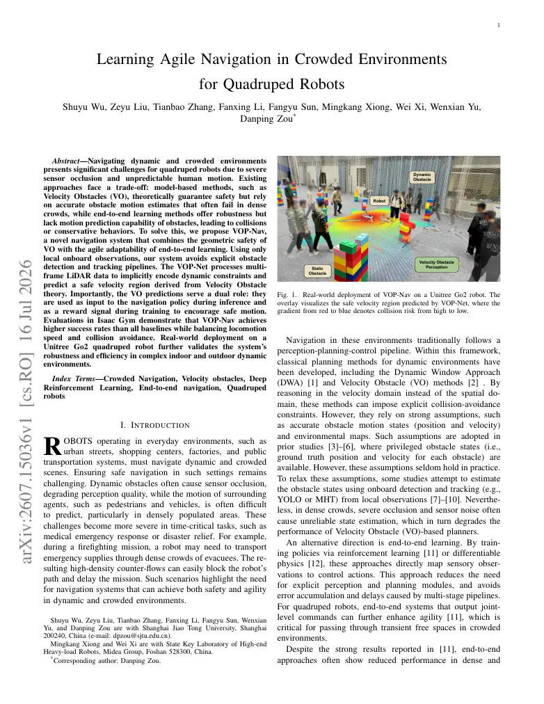 Learning Agile Navigation in Crowded Environments for Quadruped Robots visual