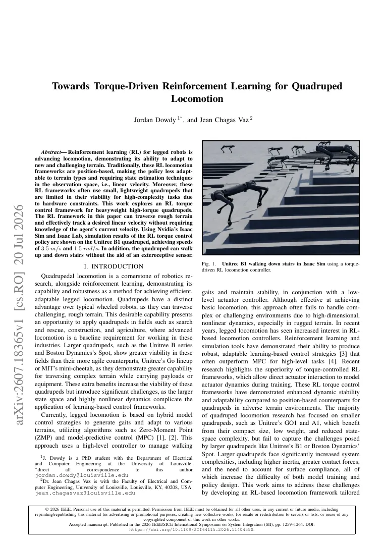 Towards Torque-Driven Reinforcement Learning for Quadruped Locomotion visual