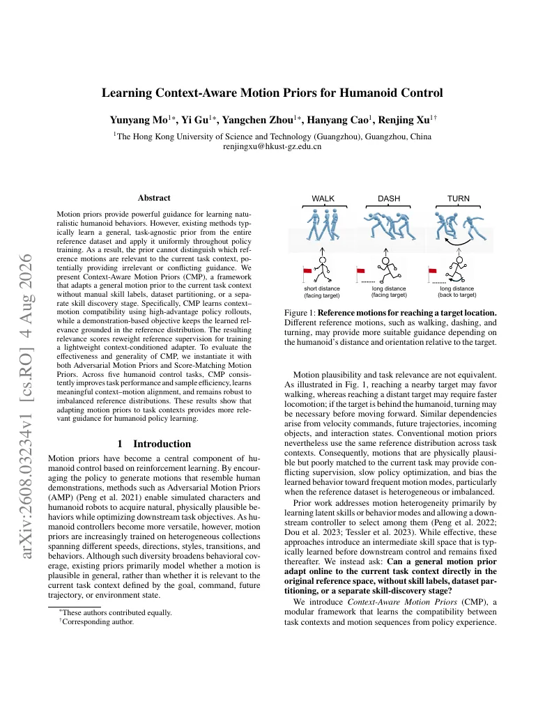Learning Context-Aware Motion Priors for Humanoid Control visual