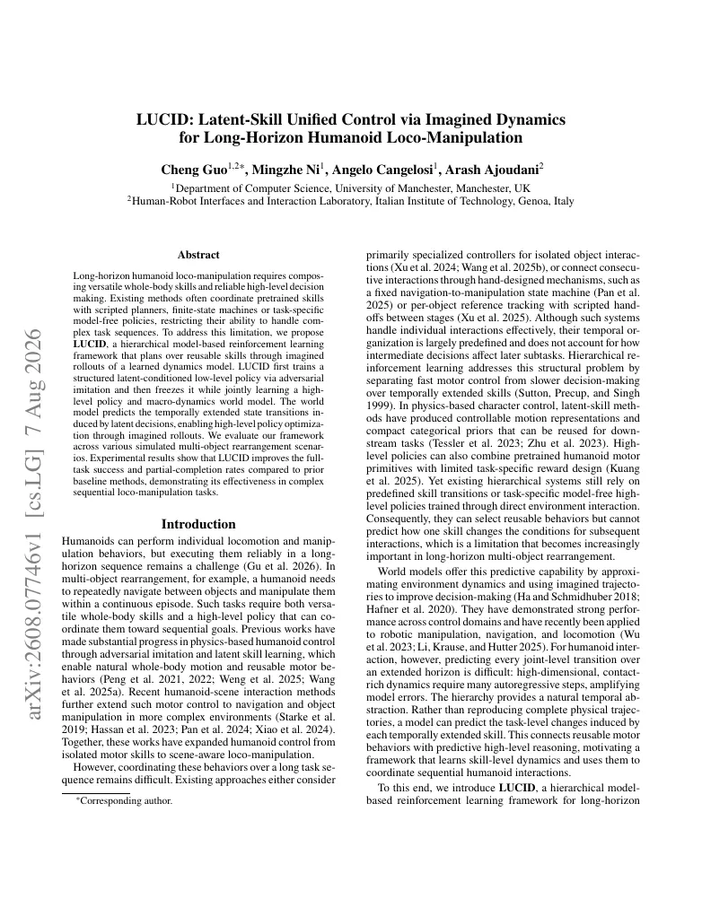 LUCID: Latent-Skill Unified Control via Imagined Dynamics for Long-Horizon Humanoid Loco-Manipulation visual