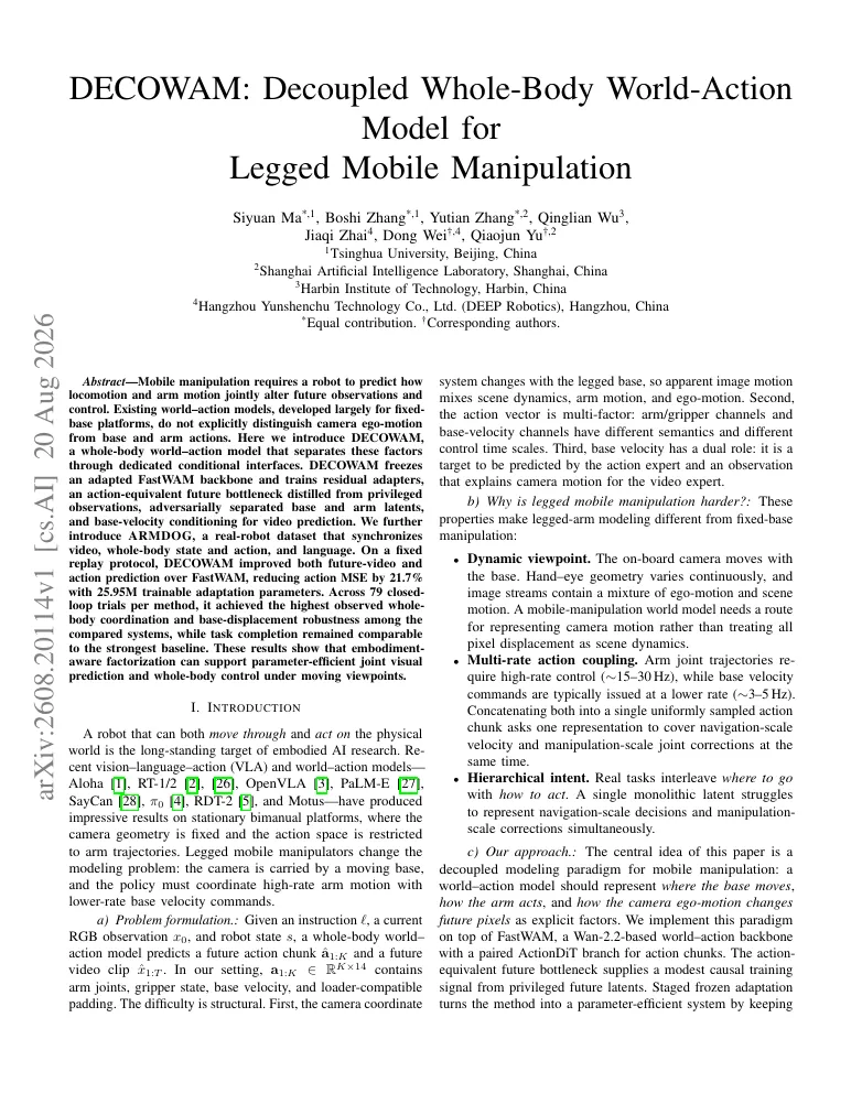 DECOWAM: Decoupled Whole-Body World-Action Model for Legged Mobile Manipulation visual