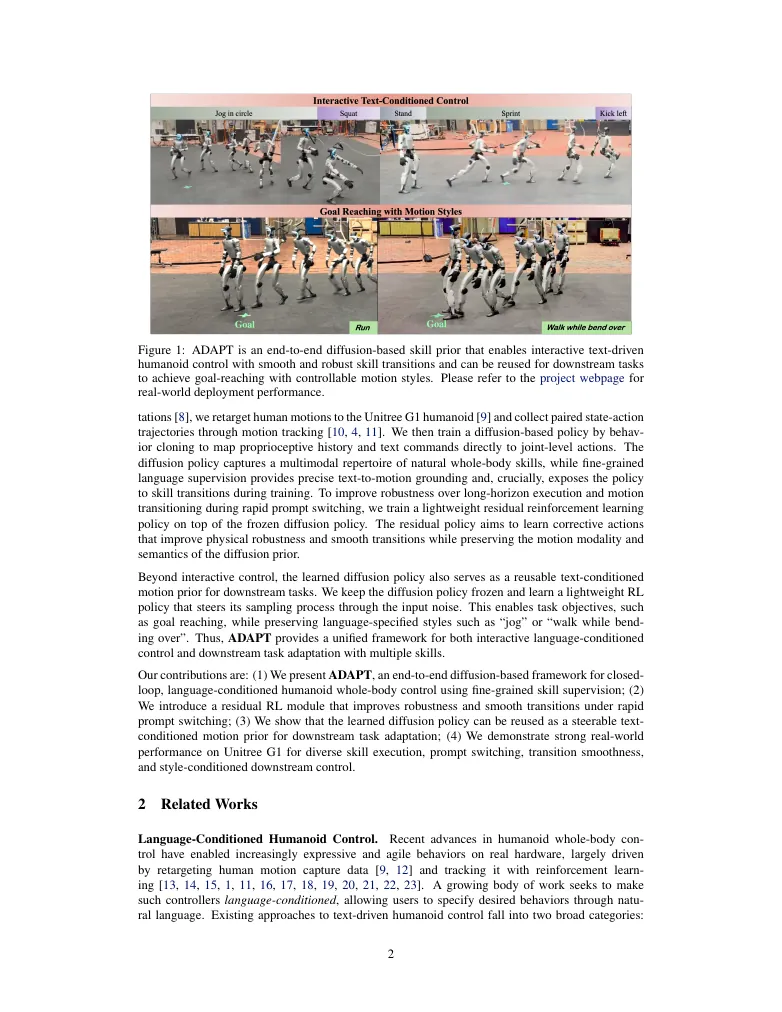 ADAPT: Agile Diffusion Action Priors for Robust and Steerable Online Text-Driven Humanoid Control visual