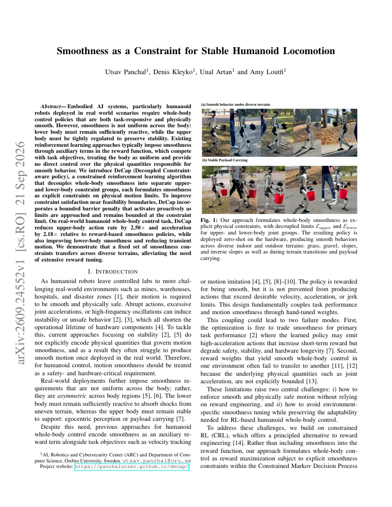 Smoothness as a Constraint for Stable Humanoid Locomotion visual