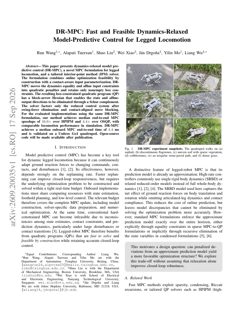 DR-MPC: Fast and Feasible Dynamics-Relaxed Model-Predictive Control for Legged Locomotion visual