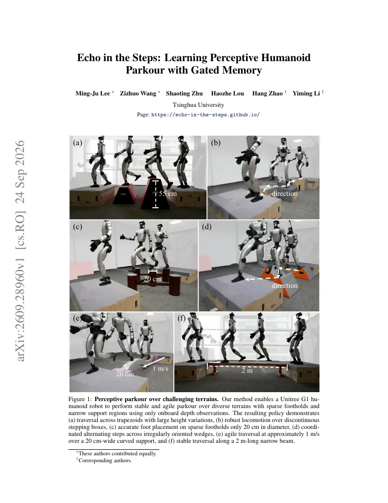 Echo in the Steps: Learning Perceptive Humanoid Parkour with Gated Memory visual