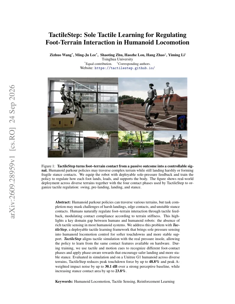 TactileStep: Sole Tactile Learning for Regulating Foot-Terrain Interaction in Humanoid Locomotion visual