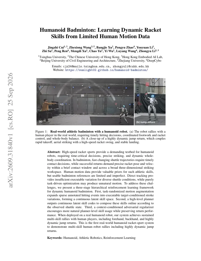 Humanoid Badminton: Learning Dynamic Racket Skills from Limited Human Motion Data visual