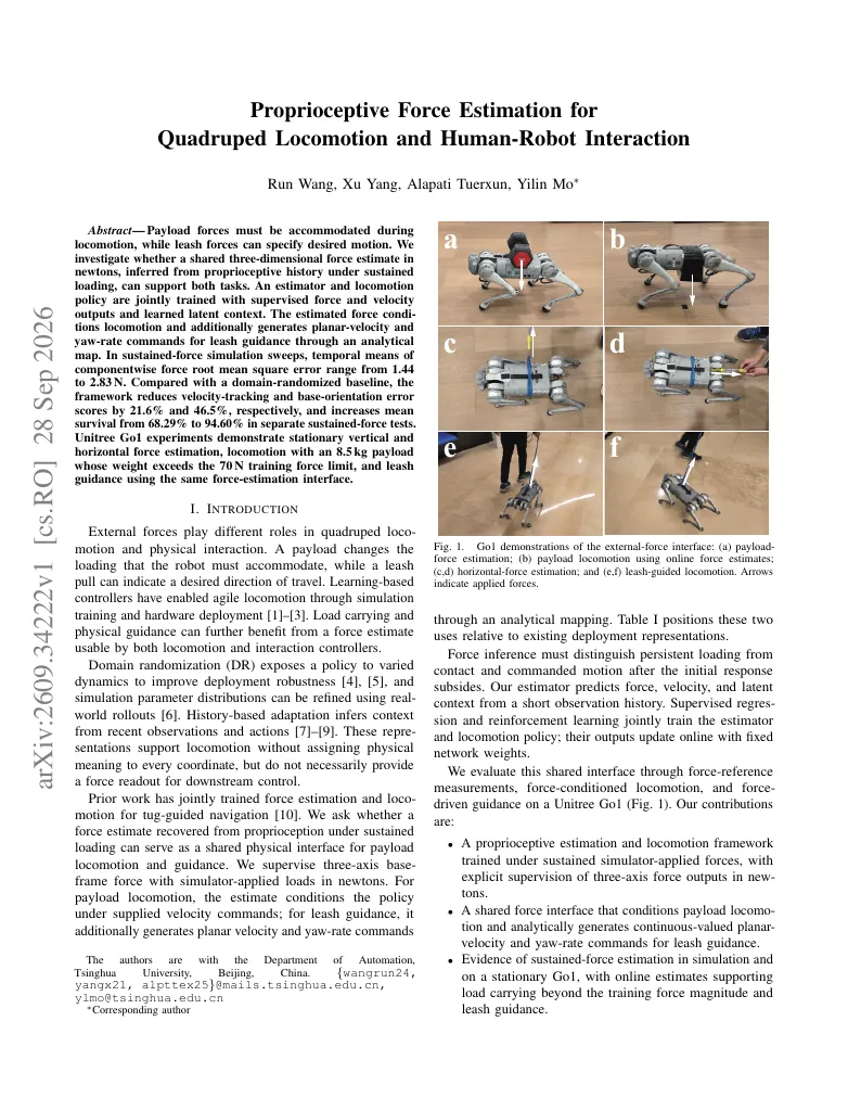 Proprioceptive Force Estimation for Quadruped Locomotion and Human-Robot Interaction visual