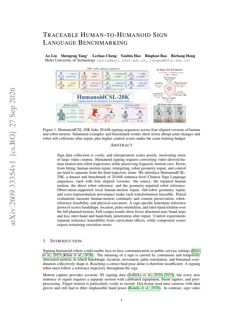 Traceable Human-to-Humanoid Sign Language Benchmarking visual