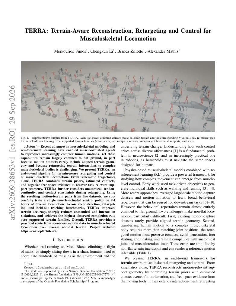 TERRA: Terrain-Aware Reconstruction, Retargeting and Control for Musculoskeletal Locomotion visual