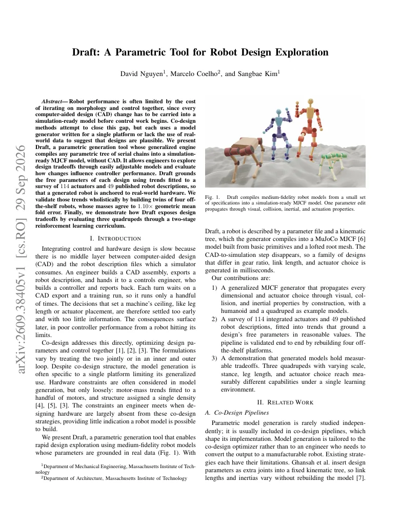 Draft: A Parametric Tool for Robot Design Exploration visual