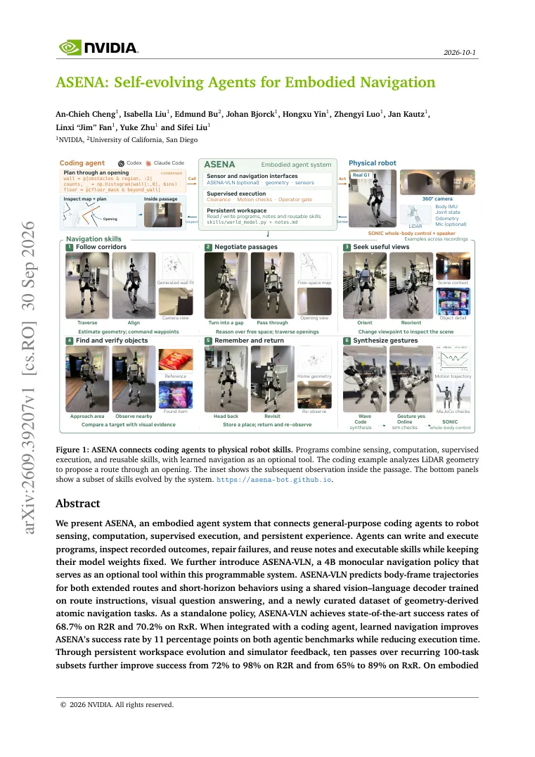 ASENA: Self-evolving Agents for Embodied Navigation visual