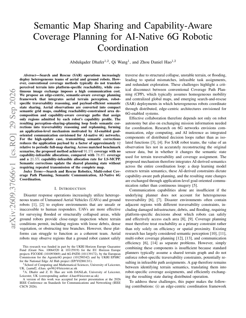 Semantic Map Sharing and Capability-Aware Coverage Planning for AI-Native 6G Robotic Coordination visual