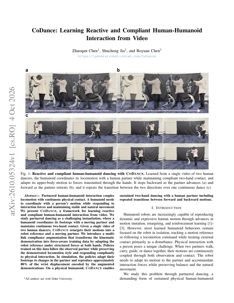 CoDance: Learning Reactive and Compliant Human-Humanoid Interaction from Video visual