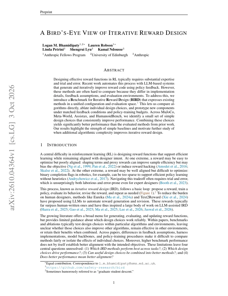 A Bird's-Eye View of Iterative Reward Design visual