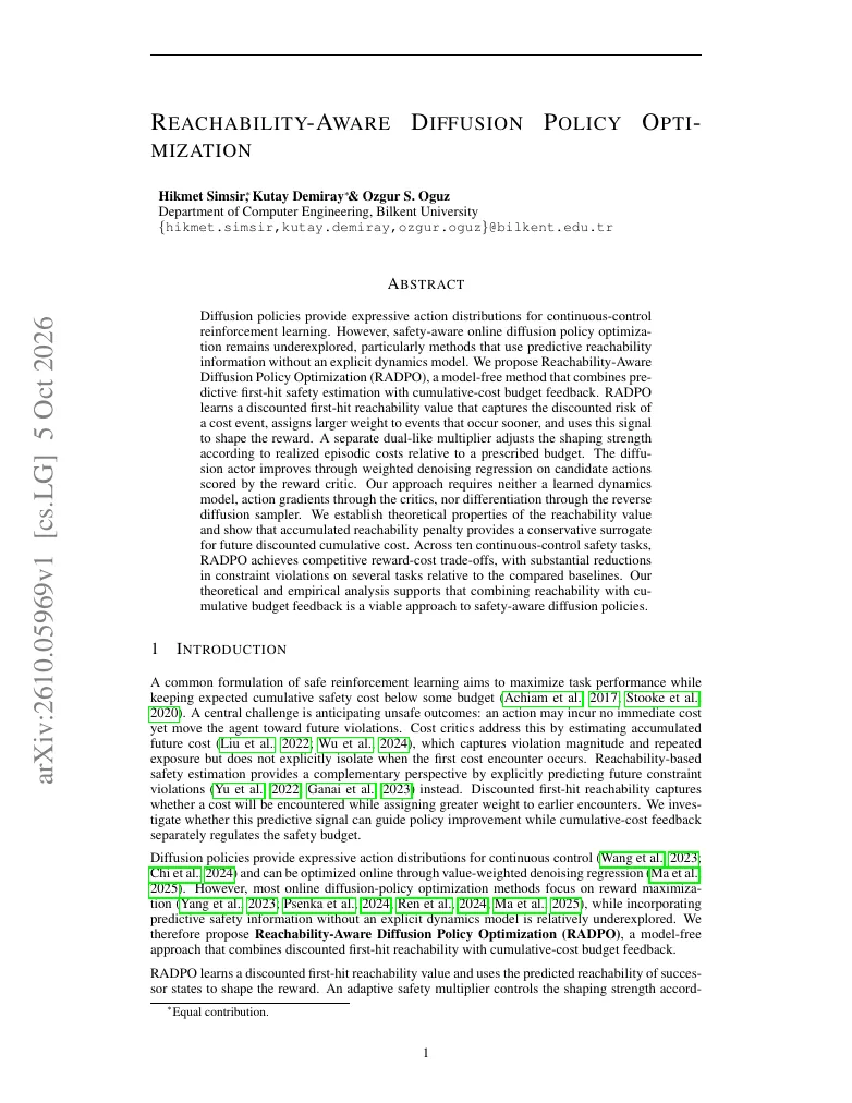 Reachability-Aware Diffusion Policy Optimization visual