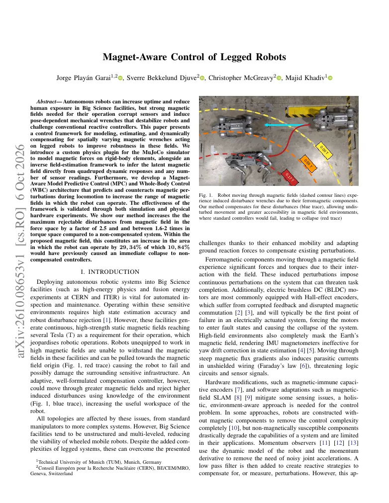 Magnet-Aware Control of Legged Robots visual