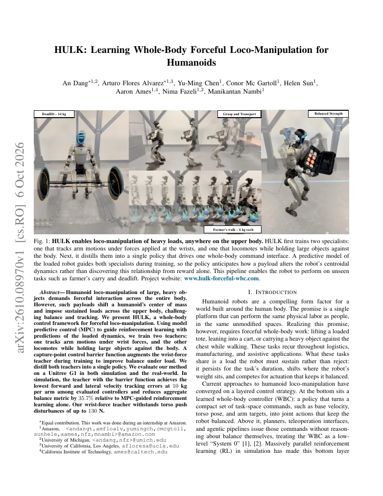 HULK: Learning Whole-Body Forceful Loco-Manipulation for Humanoids visual