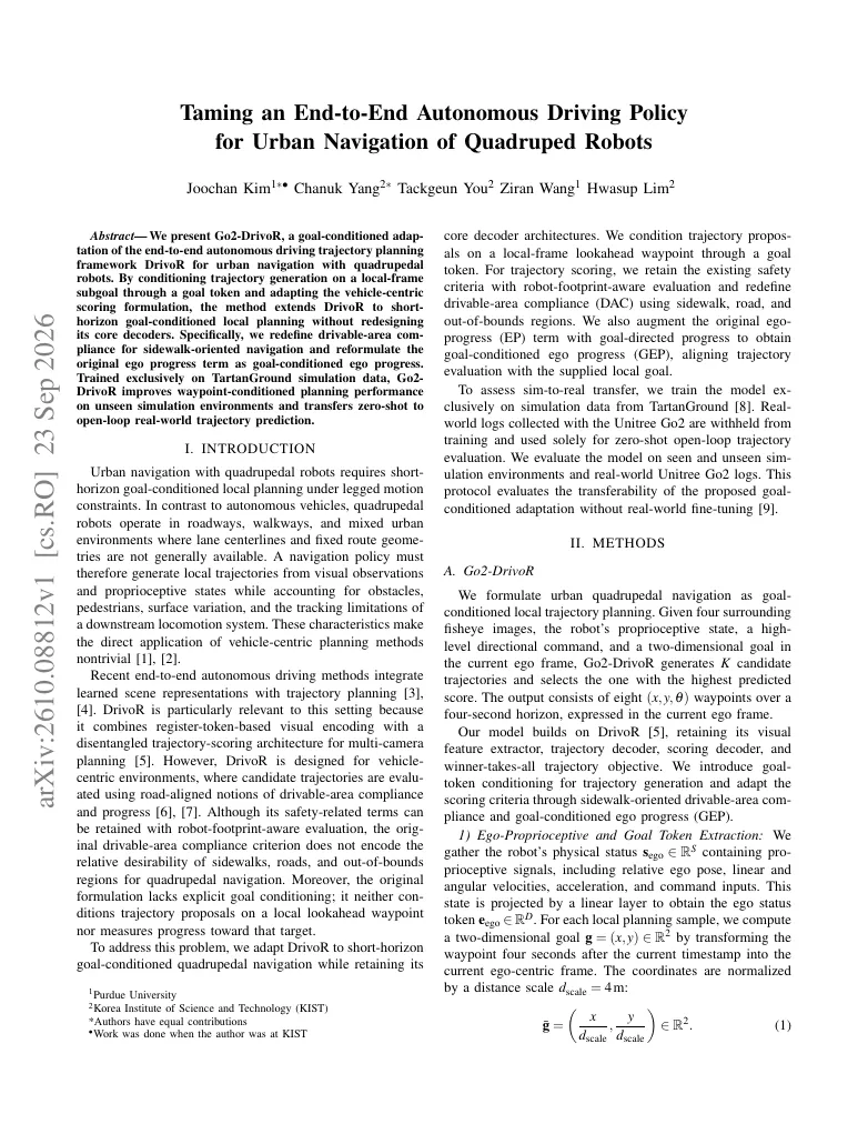 Taming an End-to-End Autonomous Driving Policy for Urban Navigation of Quadruped Robots visual