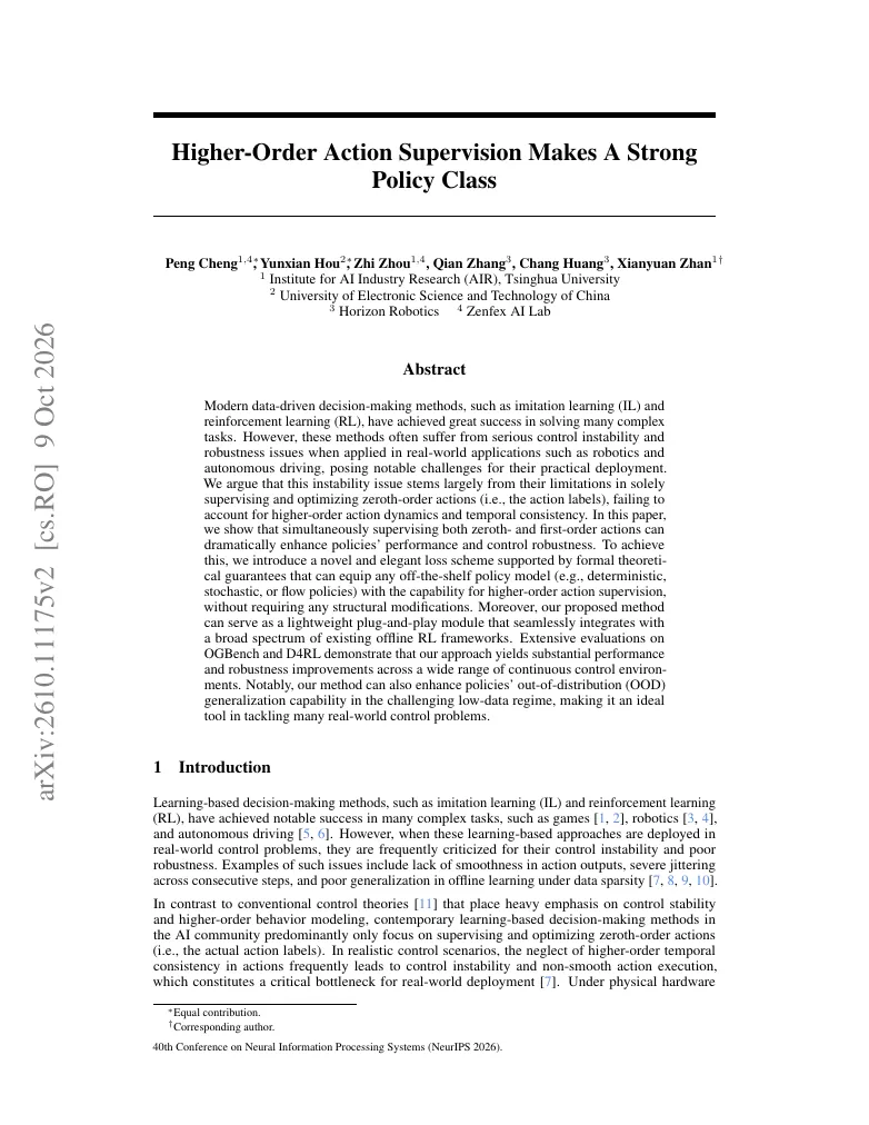 Higher-Order Action Supervision Makes A Strong Policy Class visual