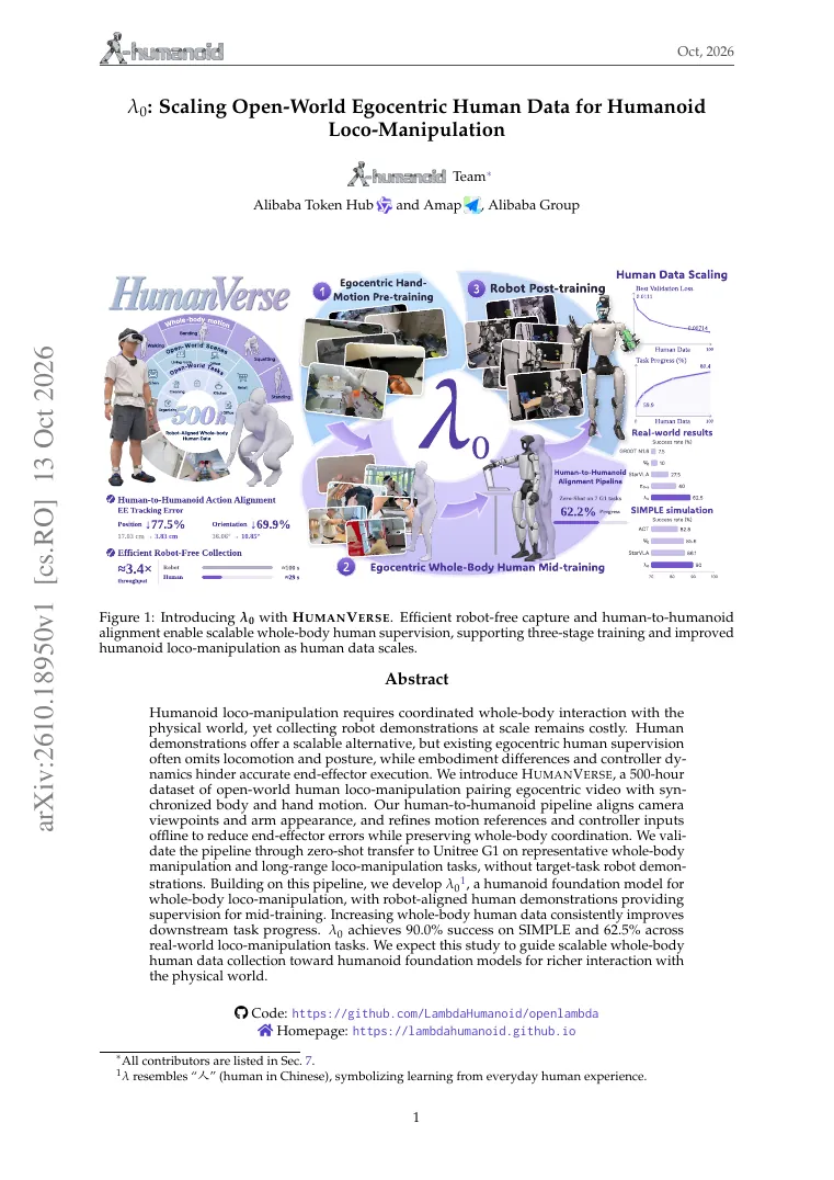 λ_0: Scaling Open-World Egocentric Human Data for Humanoid Loco-Manipulation visual