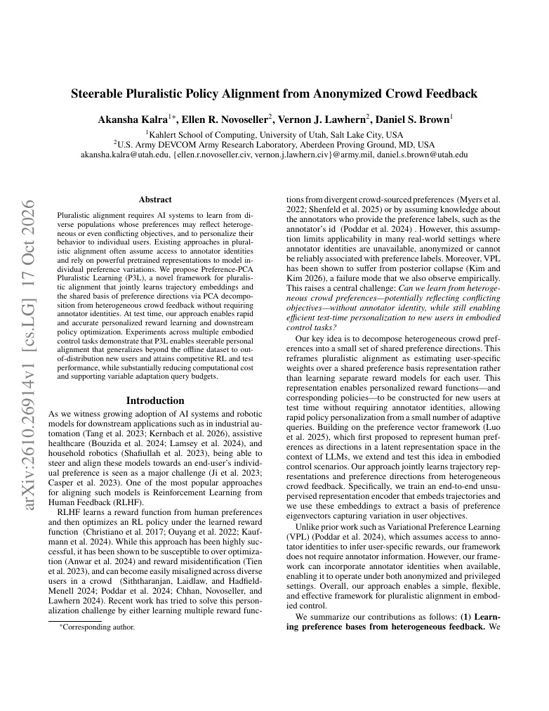 Steerable Pluralistic Policy Alignment from Anonymized Crowd Feedback visual